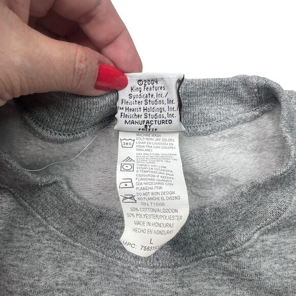 Betty Boop VTG 2004 Santa Christmas Holiday Crewneck Sweatshirt FLAW Gray Large - Picture 7 of 7